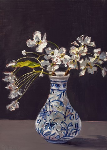 flowers in a vase, still life, hydrangeas, floral, greeting cards, flower arrangement, California coast, Juliet David Austin garden rose, Malibu art,  Art studio Los Angeles, still life painting of flowers, California art, floral design Los Angeles, California lifestyle, orchid arrangem