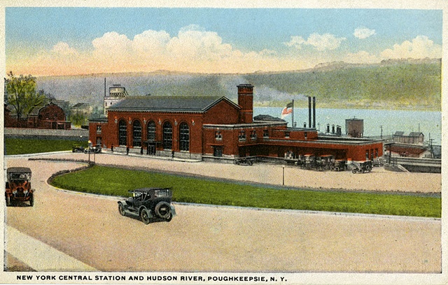 Historical postcard of the Poughkeepsie Train Station.