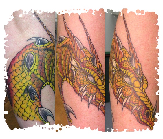 Golden Dragon by Lou Jacque TattooNOW
