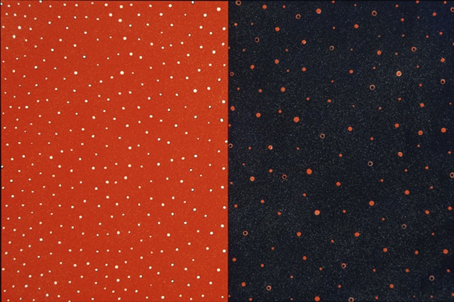 blue and orange dots (diptych)