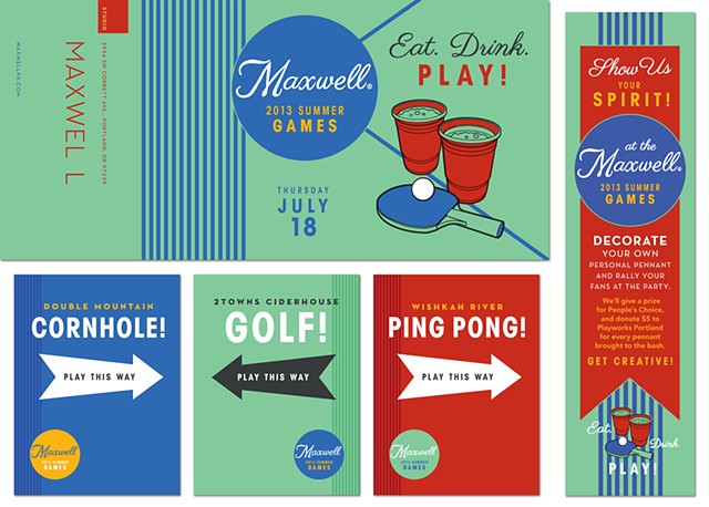 Invitation and Event Signage design for Maxwell PR Client: Fancypants Design