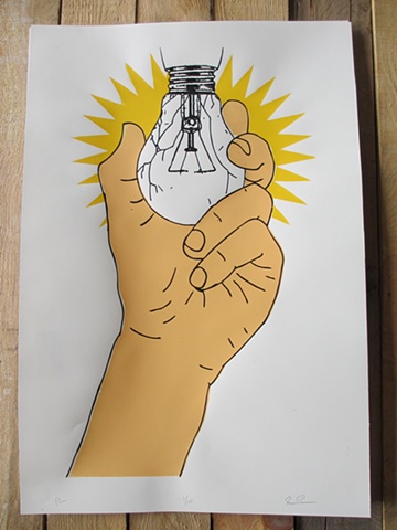 Hand Holding Breaking Lightbulb