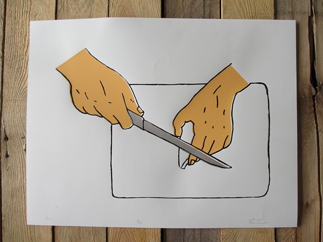 Cutting Board Hands Knife Cheese