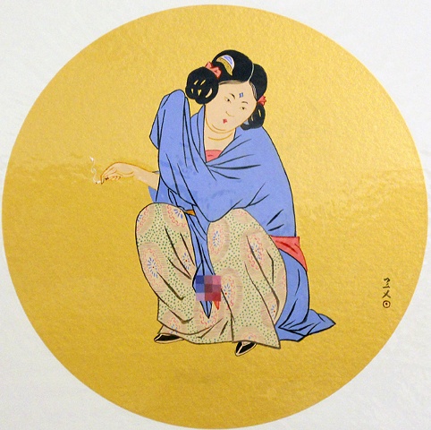 Gloden girl, 13.5 x 13.5", Acrylic on golden leaf, 2010