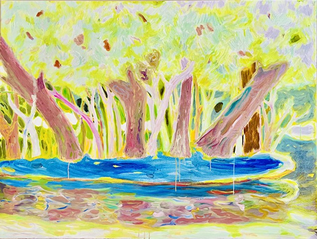 Reflection (Orchid Edition), Oil Acrylic on Canvas, 36 x 48 inches, 2022 - 2026