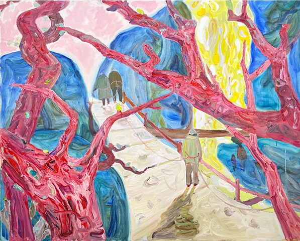 Tug of War in the Garden of Forking Paths, Acrylic on Canvas, 58 x 72 inches, 2017 - 2026