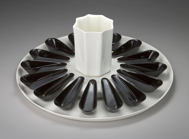 Appetizer Platter with Spoons & Vase