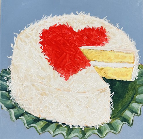 "Vintage Coconut Valentines Cake" 12x12 acrylic