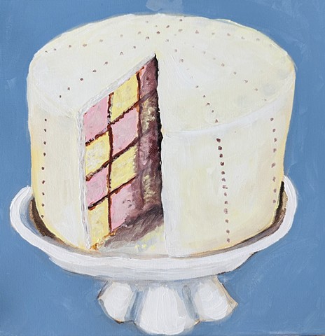 "Peek-a-Boo Battenberg Cake" 12x12 acrylic