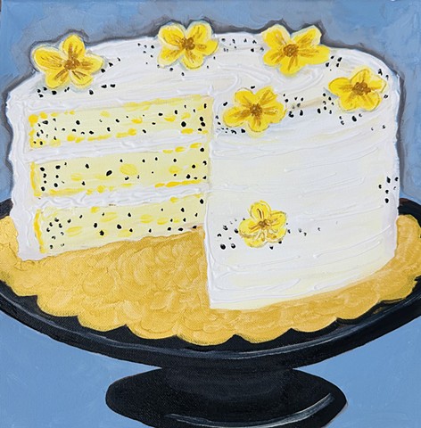"Lemon Poppyseed Cake" 12x12 acrylic