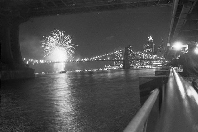 NYC 2009 fireworks from under FDR one.