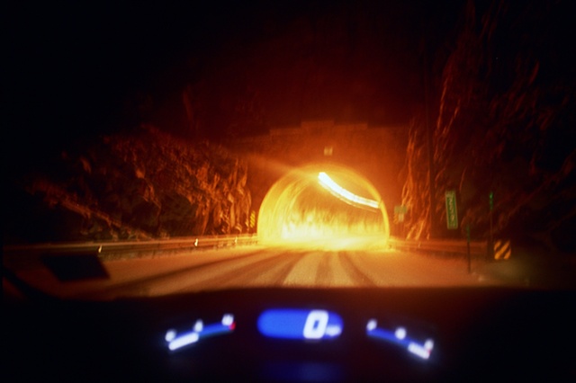 2009 exterior of tunnel from car. 