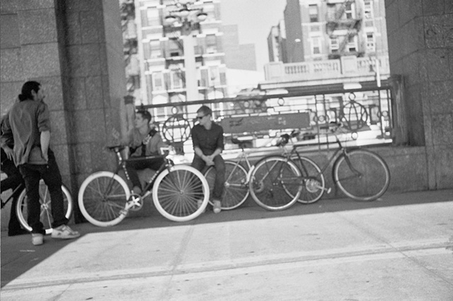NYC 2009 bicyclists at williamsburg bridge.