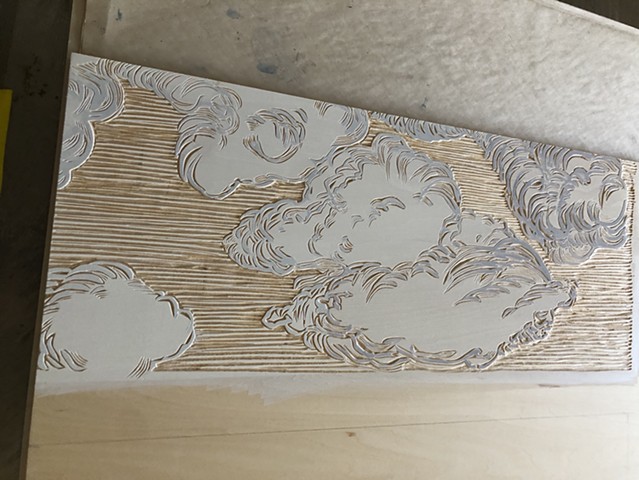 Cloud Woodcut Block