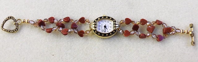 watch with goldstone hearts 