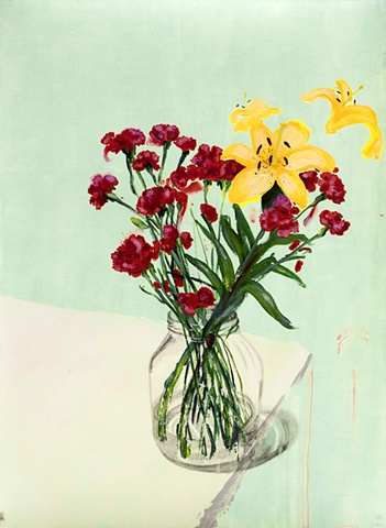 carnations lilies flower paintings still life by Steve Veatch