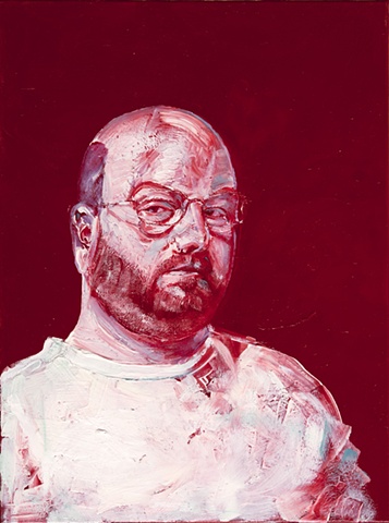 red white blue oil paint self portrait by Steve Veatch