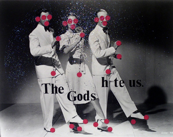 god gods collage dancing movie stills red dots glitter Hollywood by Steve Veatch