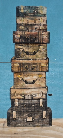 Suitcase Stack on Blue