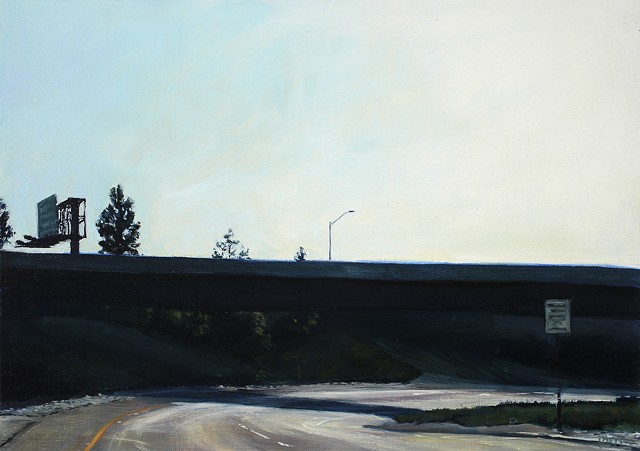 Los Angeles freeway streetscape oil painting