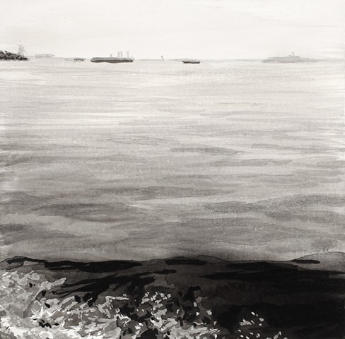seascape ink drawing