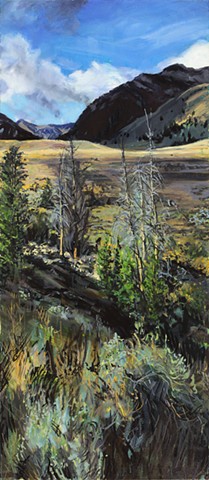 Oil landscape painting of Pioneer Mountains of Idaho.