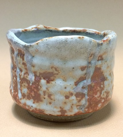 Mingei style Chawan tea bowl with Shino glaze