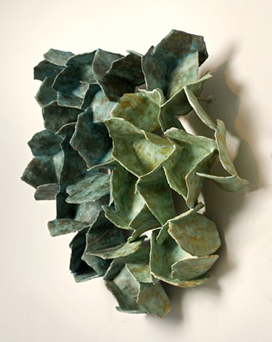 ceramic diptych: organic and abstract: paperclay