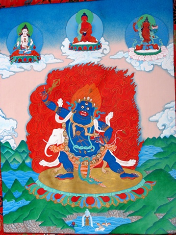 Traditional VajraPani in brocade,Thangka painting, VajraPani, Faith stone art, faithstoneart, Contemporary Buddhist and Hindu art