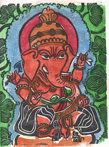 Ganesha, #Ganesha, moku hanga, #faithstoneart, #DrawingBuddhasandBodhisattvas