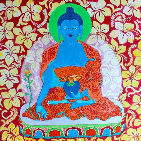 #Medicine Buddha, #Buddhism, #faithstoneart, #Contemporary Buddhist art