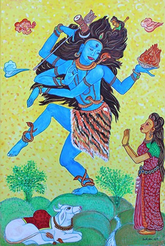 Shiva Parvati, contemporary hindu and buddhist art, drawing buddhas and bodhisattvas