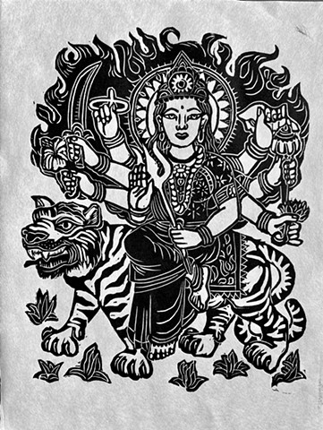 Durga Devi, Protector goddess, Durgama, Durga, Buddha woodblocks