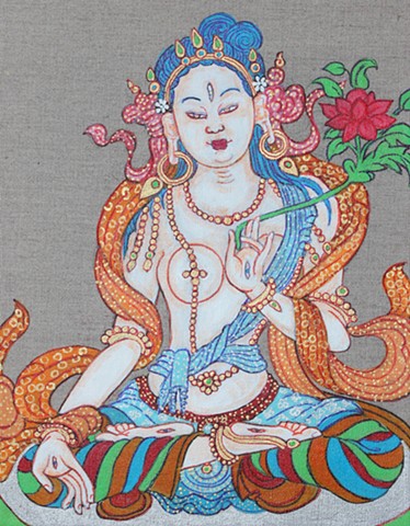 Tara, White Tara, buddhism, Drawing Buddhas and Bodhisattvas, faithstoneart, contemporary Buddhist art