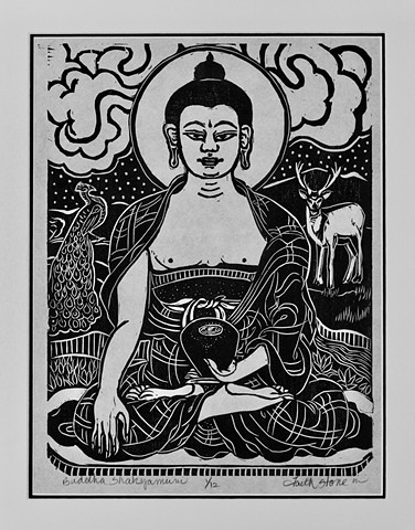 Buddha Shakyamuni, #FaithStoneArt, #AmericanBuddhistArt, #BuddhistArt, #Buddha Woodblocks, Mokuhanga Buddhas