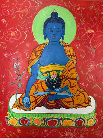 Medicine Buddha with Flowers