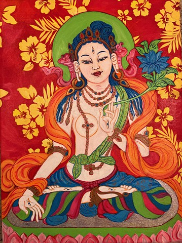 White Tara with Hibiscus Flowers