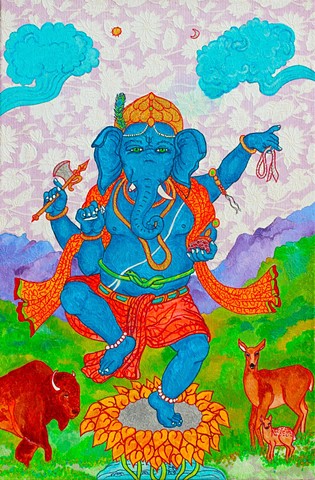 Ganesha, Dancing Ganesha, Contemporary Hindu art, #faithstoneart, #DrawingBuddhasandBodhisattvas