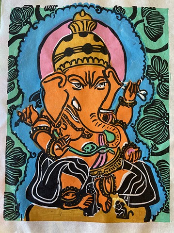 1st Ganesha, 6 woodblocks mokuhanga, Ganesha woodblocks, Ganesha Mokuhanga 