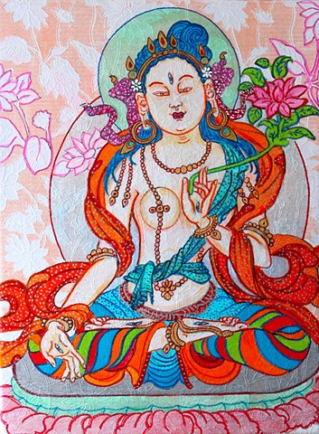White Tara, Contemporary Buddhist art, Drawing Buddhas and Bodhisattvas, faithstoneart