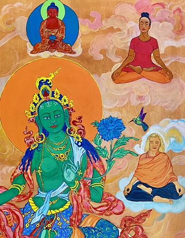 Detail of Green Tara with Helpers