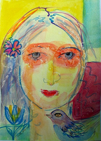 Watercolor, portrait, Tara, Boulder, Colorado, 