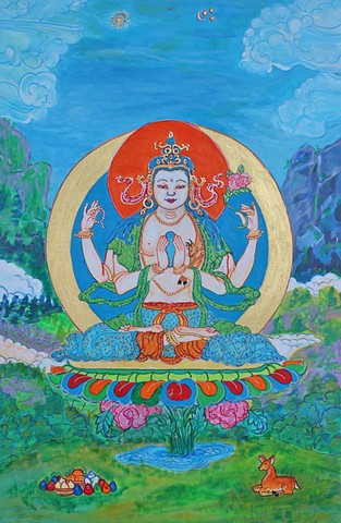 Chenrezig, Avalokitsvara, Contemporary buddhist art, Drawing buddhas and bodhisattvas