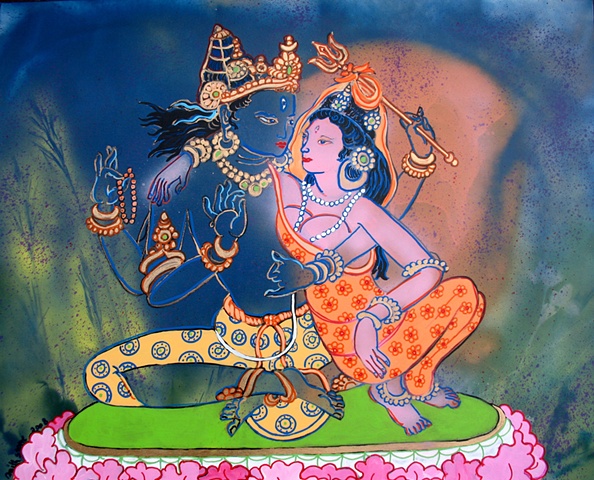 Thangka painting, Shiva Parvati, Faith stone art, faithstoneart, Contemporary Buddhist and Hindu art