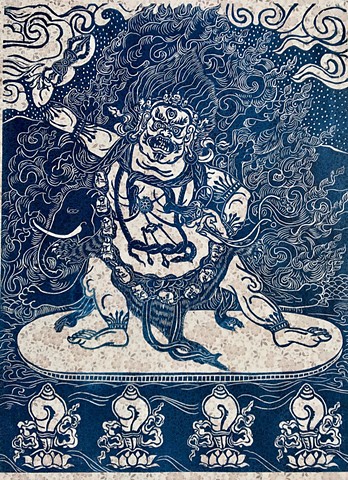 VajraPani on flower paper, #VajraPani, Buddha Art, FaithStoneArt, American Buddhist Art