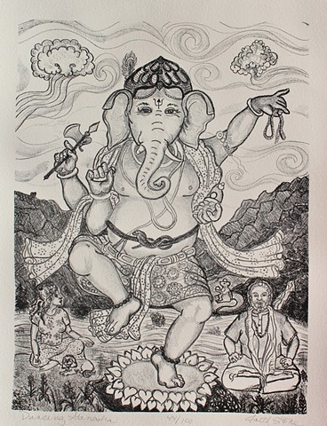 Dancing Ganesha, #faithstoneart, #drawingbuddhas and bodhisattvas, contemporary Himilayan art