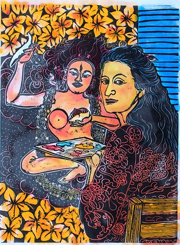 self-portrait, VajraVarahi, Drawing Buddhas and Bodhisattvas, 
