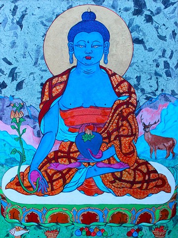 Medicine Buddha, Drawing Buddhas and Bodhisattvas, faithstoneart, Contemporary Buddhist art