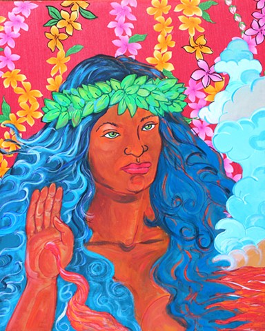 Pele, goddess of the Volcano, Hawaii, Contemporary Sacred art