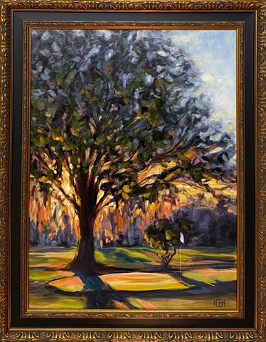 Sunset Over the 5th Green (with frame)